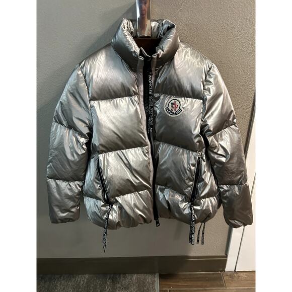 Moncler Silver Puffer Jacket - Picture 1 of 14